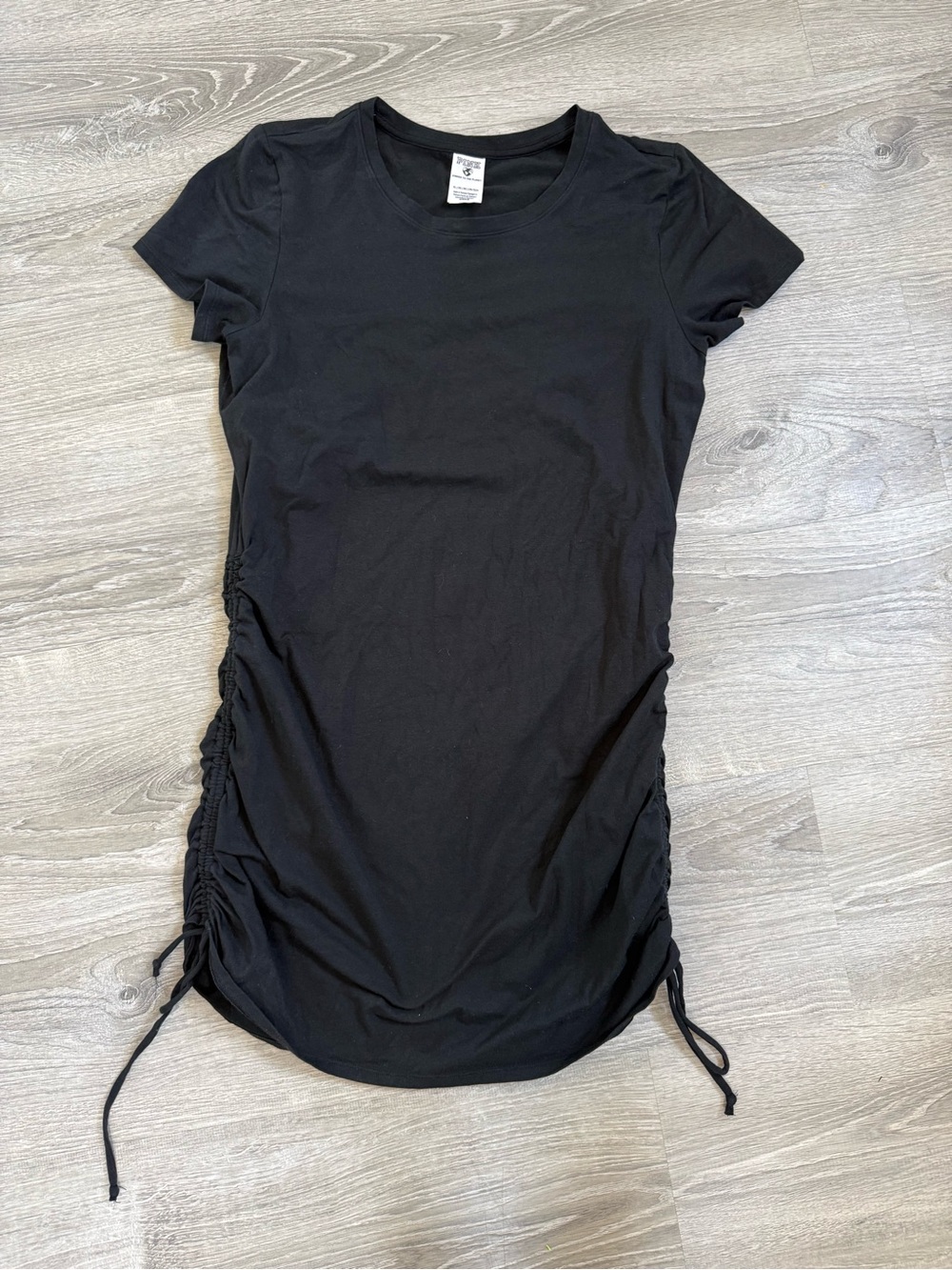 PINK Victoria's Secret Black Side-Ruched T-Shirt Dress